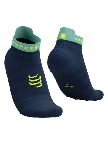 Compressport Pro Racing Socks V4.0 Ultralight Run Low Dress Blues/Eggshell Blue/Green Sheen T3 Чорапи за бягане