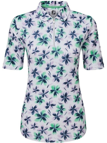 Footjoy 1/2 Zip Floral Print Lisle Lavender/Mint/Navy XS Риза за поло