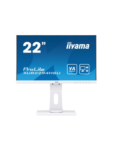 Монитор Iiyama XUB2294HSU-W1, 21.5" (54.61 cm), VA panel, 75Hz, Full HD, 4ms, 80000000:1, 250 cd/m2, Display Port, HDMI, VGA, USB