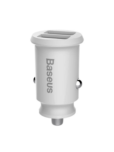 Зарядно за кола Baseus Grain, от автомобилна запалка към 2x USB A(ж), 5V, 3.1A, бяло