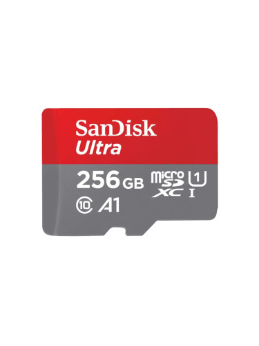 Карта памет 256GB microSDXC, с SD адаптер, SanDisk Ultra, Class 10 UHS-I U1, скорост на четене до 150Mb/s