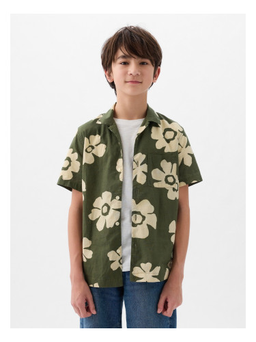 Green Boys' Floral Linen Shirt GAP