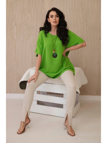 Oversized blouse with pendant light green color