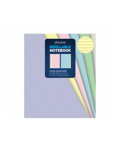 Пълнител за тефтер Filofax, формат A5, цветни линирани листа, 60 листа