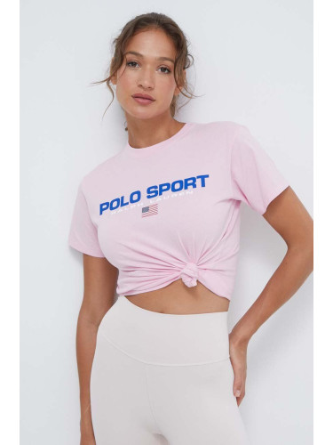 Памучна тениска Polo Ralph Lauren в розово 211936915