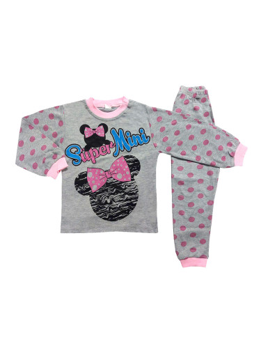 Детска пижама за момиче в сиво и розово с Мини Маус