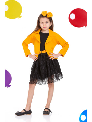Детски комплект за момиче от 4 части- пола, сако, тениска и диадема за