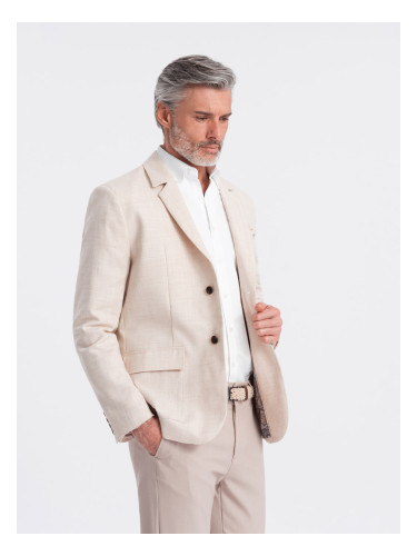 Ombre Men's REGULAR cut blazer with linen - cream