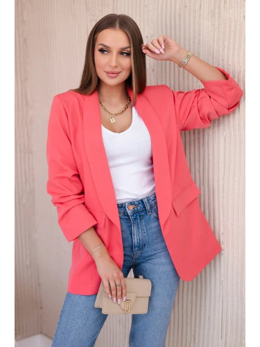 Elegant blazer with raspberry lapels