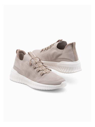 Ombre Men's slip-on sneaker shoes made of lightweight materials - beige