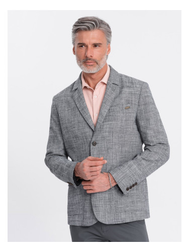 Ombre Men's REGULAR cut jacket with linen - graphite