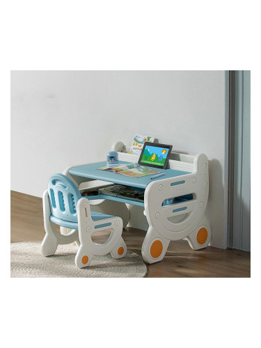 Детско бюро със столче LUX, синьо