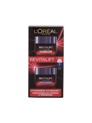 L'Oréal Paris Revitalift Laser X3 Подаръчен комплект дневен крем за лице Revitalift Laser X3 50 ml + нощен крем за лице Revitalift Laser X3 50 ml увредена кутия