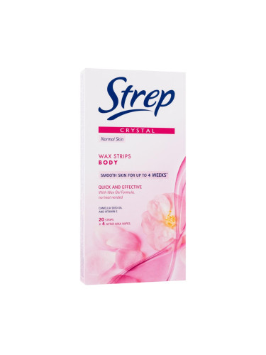 Strep Crystal Wax Strips Body Quick And Effective Normal Skin Продукти за депилация за жени 20 бр увредена кутия