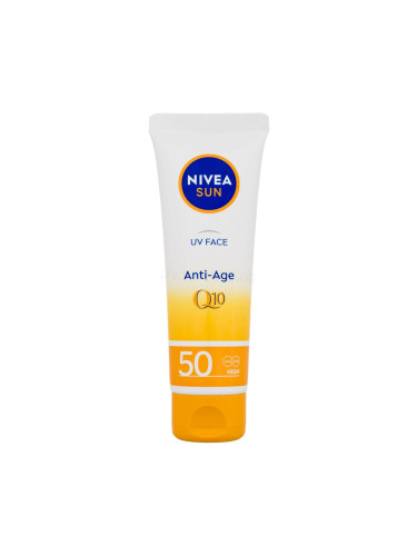 Nivea Sun UV Face Q10 Anti-Age SPF50 Слънцезащитен продукт за лице за жени 50 ml увредена кутия