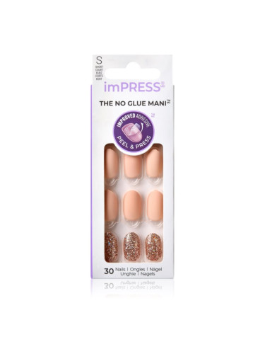 KISS imPRESS The No Glue Mani Short Изкуствени нокти самозалепващ се Evanesce 30 бр.
