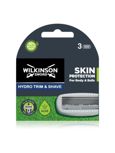 Wilkinson Sword Hydro Trim and Shave Skin Protection For Body and Balls сменяеми глави 3 бр.