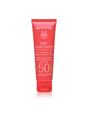 Apivita Bee Sun Safe Anti-Spot and Anti-Age Tinted Face Cream SPF50 защитен тониращ крем за лице SPF 50 цвят Golden 50 мл.