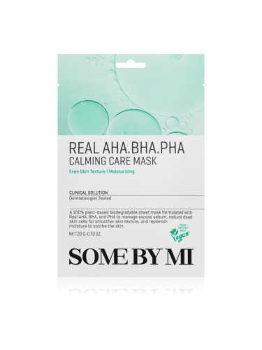 Some By Mi Clinical Solution AHA∙BHA∙PHA Calming Care Mask успокояваща платнена маска за проблемна кожа 20 гр.