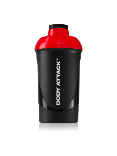 Body Attack Shaker спортен шейкър не съдържа BPA боя Black-Red 600 мл.