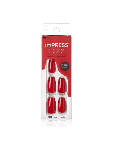 KISS imPRESS Color Medium Изкуствени нокти Reddy or Not 30 бр.