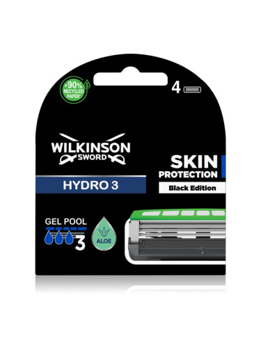 Wilkinson Sword Hydro3 Skin Protection Black Edition сменяеми глави 4 бр.