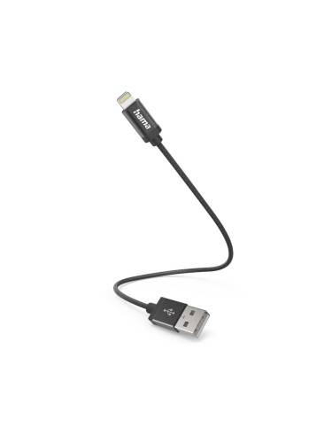 Кабел за зареждане HAMA USB-A - Lightning, 0.2м, черен