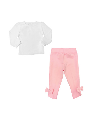 Детски/бебешки компелкт от бяла блуза и клин в розово