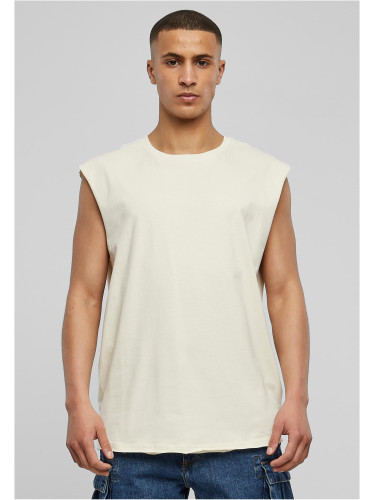 White Sand Sleeveless T-Shirt with Open Edge