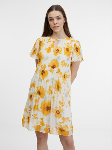 Beige-yellow women's floral dress ORSAY