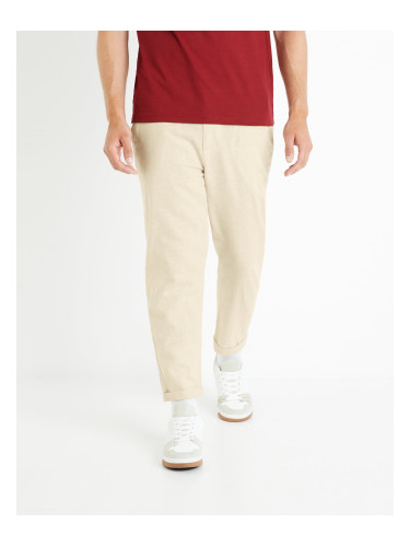 Beige men's trousers with linen blend Celio Dolinco