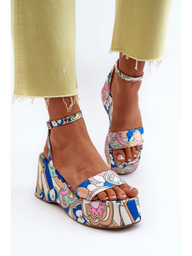 Patterned Platform Sandals And Wedge Multicolor Wiandia