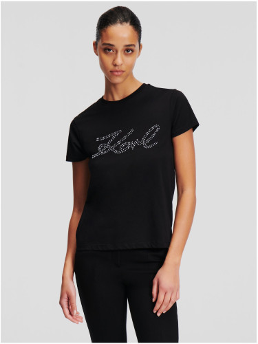 Black women's T-shirt KARL LAGERFELD Rhinestone Logo