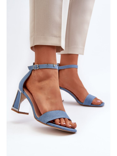 High-heeled denim sandals, Blue Pholia