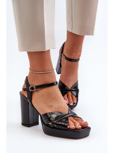 Women's Patented High Heeled Sandals Black D&A