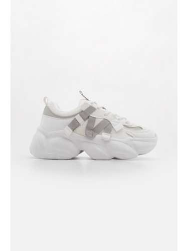 Marjin Women's Sneaker Thick Sole Lace Up Casual Sports Shoes Yoven White