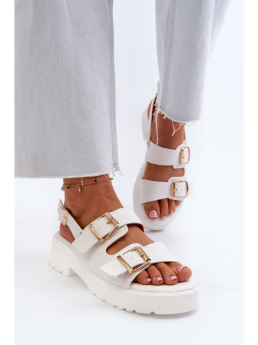 Women's Sandals with Buckles Eco Leather White Konanttia