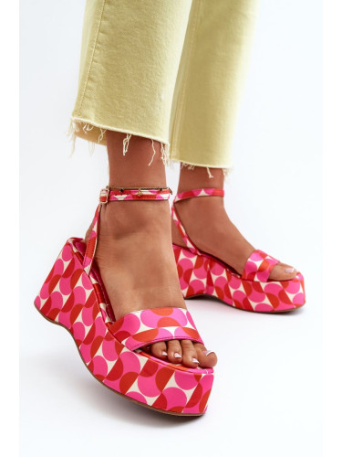 Patterned Platform Sandals And Fuchsia Wiandia Wedge