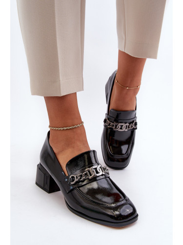 S. BARSKI Черни лачени обувки за корт с блок ток S.Barski