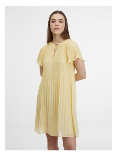 Light yellow women's pleated dress ORSAY