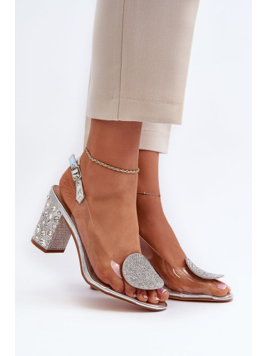 Silver D&A High Heeled Transparent Sandals