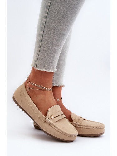 Boto Класически дамски бежови мокасини Iramarie