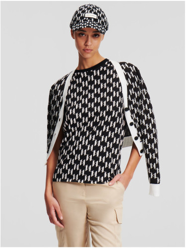 Women's white and black patterned cardigan KARL LAGERFELD - Women