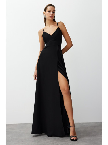 Trendyol Black Slit Detailed Woven Long Elegant Evening Dress