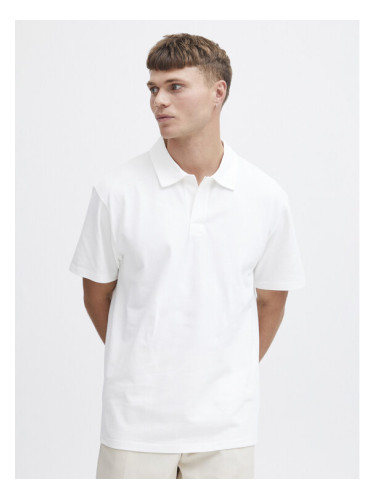 Solid Тениска с яка и копчета 21108171 Бял Regular Fit