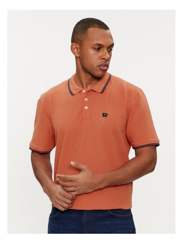 Wrangler Тениска с яка и копчета 112352857 Оранжев Regular Fit