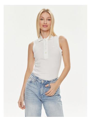 Lacoste Тениска с яка и копчета PF5445 Бял Slim Fit
