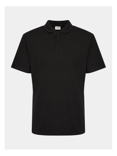 Solid Тениска с яка и копчета 21108171 Черен Regular Fit