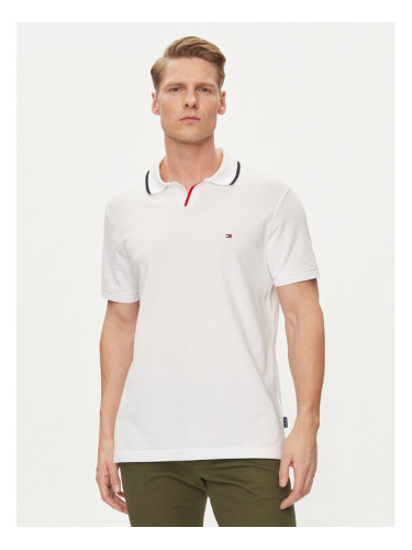 Tommy Hilfiger Тениска с яка и копчета MW0MW34772 Бял Regular Fit