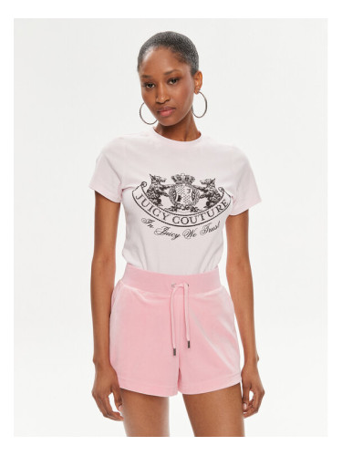 Juicy Couture Тишърт Enzo Dog JCBCT224816 Розов Slim Fit